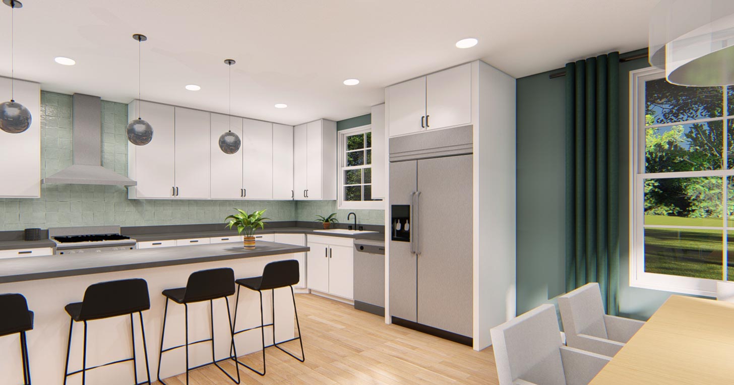 Contemporary home interior rendering
