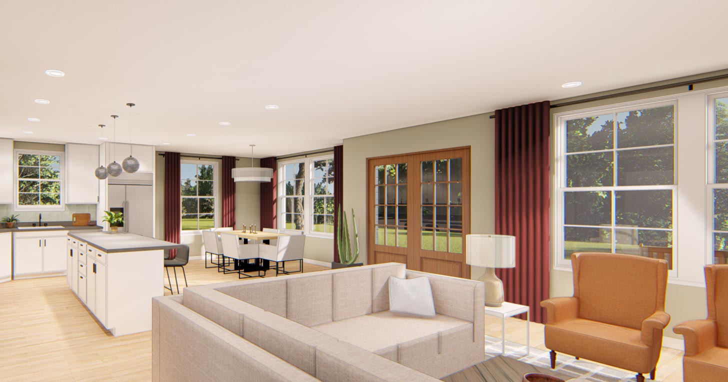 Contemporary home interior rendering