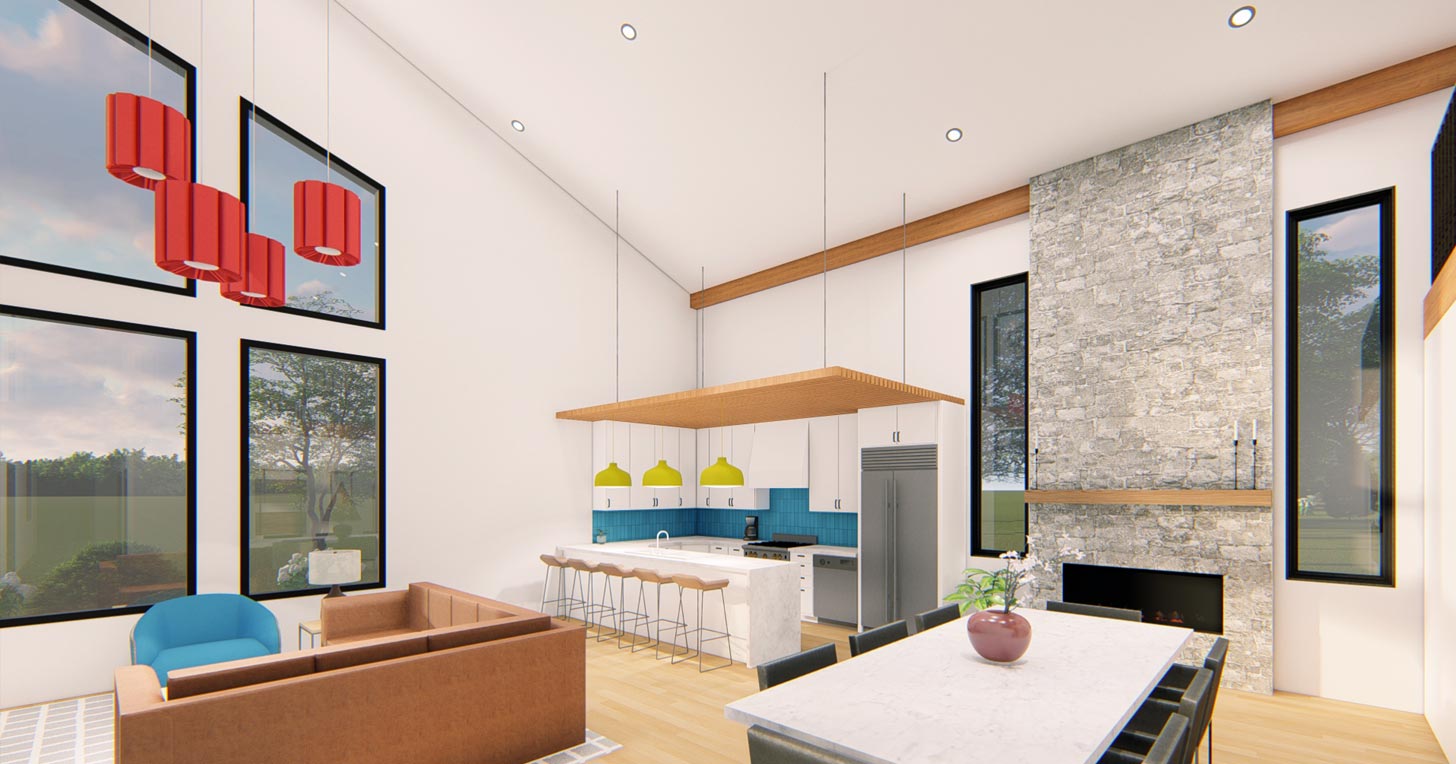 Contemporary home interior rendering