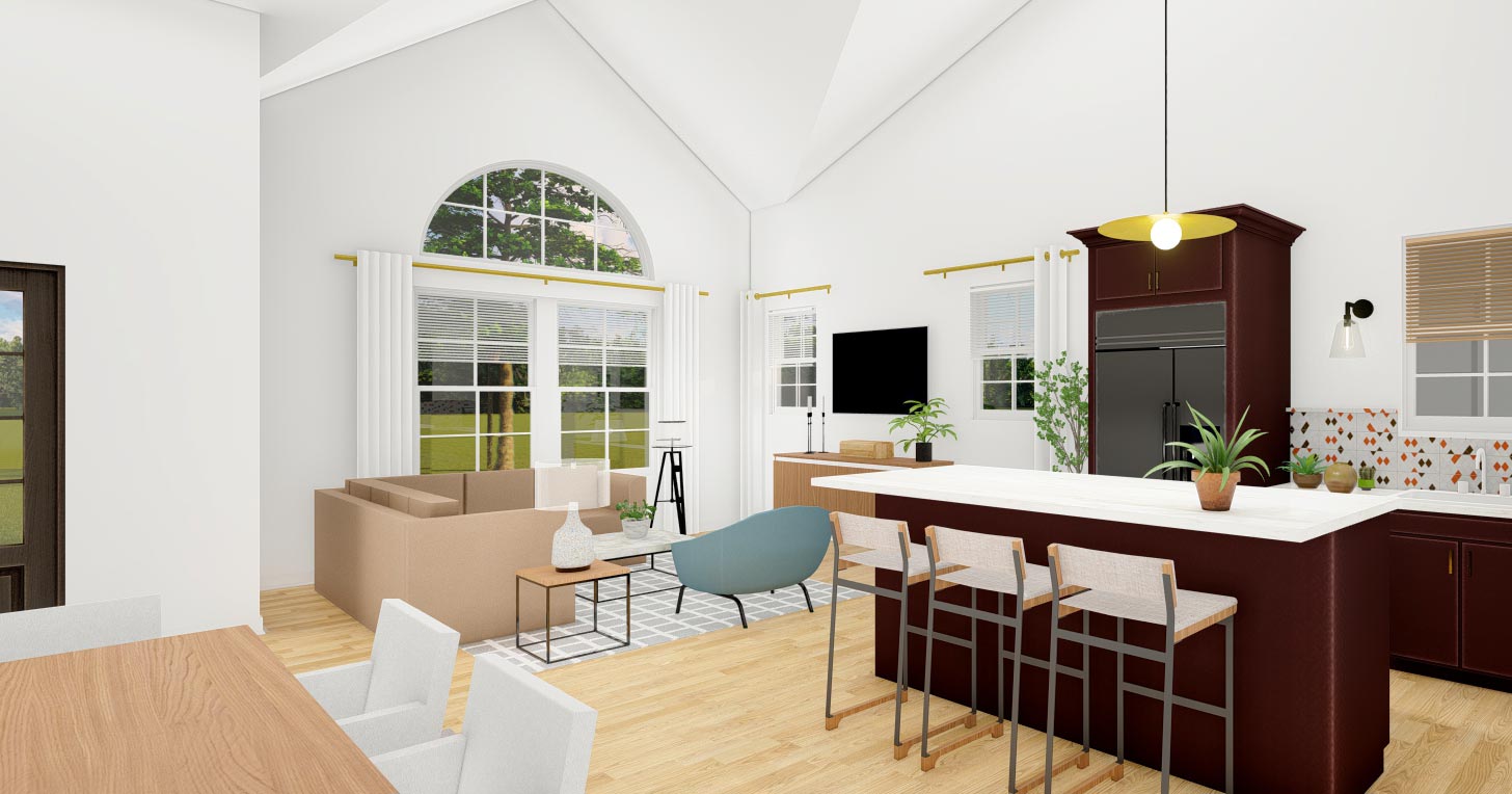 Contemporary home interior rendering