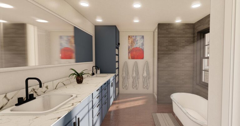 Contemporary home interior rendering