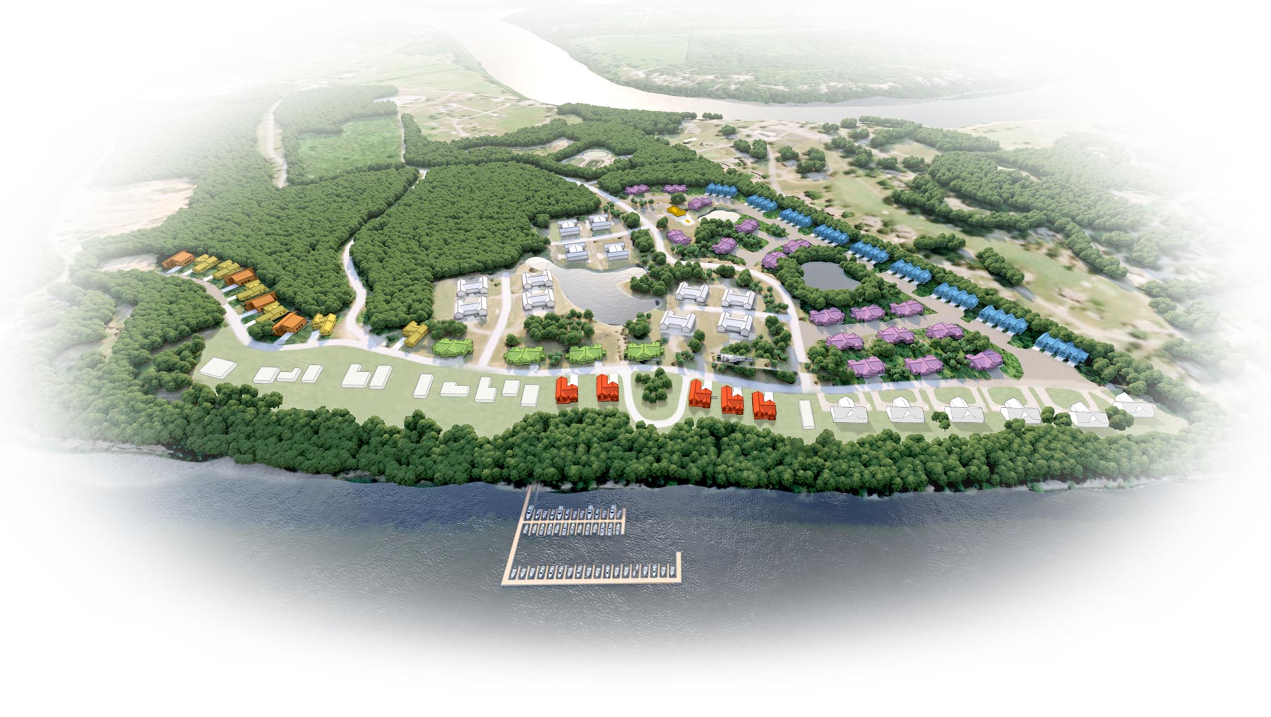 The New Villas at Woodson Bend 3D site plan.