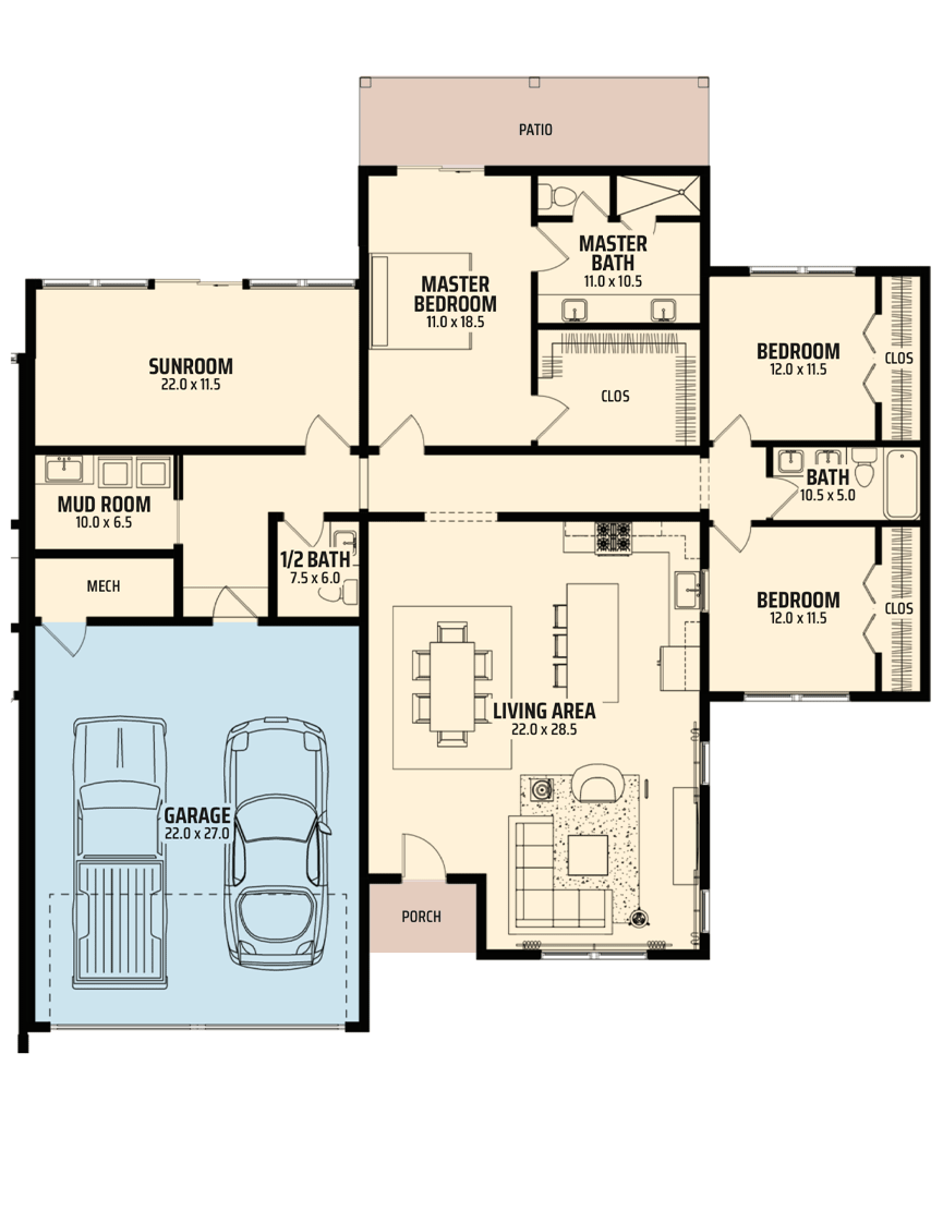 Meadow View right residence floorplan.
